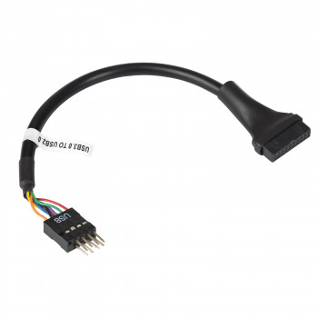 Akyga AK-CA-75 sisäinen USB 2.0 9-pin (M) USB 3.0 19-pin (F) -header-adapterikaapeli, 20 cm, musta