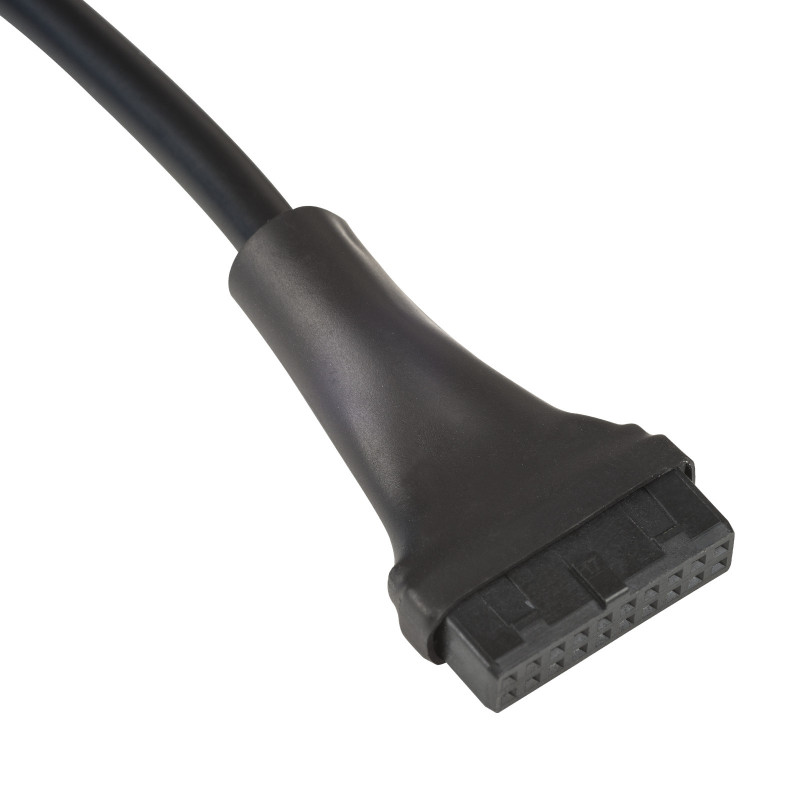 Akyga AK-CA-75 sisäinen USB 2.0 9-pin (M) USB 3.0 19-pin (F) -header-adapterikaapeli, 20 cm, musta