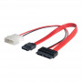 Akyga AK-CA-45 Slimline-SATA-adapterikaapeli, Slim SATA (naaras) SATA-data (naaras) + Molex (uros), 2x 20 cm
