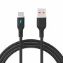 Akyga AK-USB-62 USB-kaapeli USB-A (m) / USB-C (m), USB 2.0, 18W, 1 m, musta, silikoni