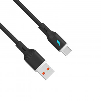 Akyga AK-USB-62 USB-kaapeli USB-A (m) / USB-C (m), USB 2.0, 18W, 1 m, musta, silikoni