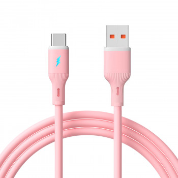 Akyga AK-USB-61 USB-kaapeli USB-A (m) / USB-C (m), USB 2.0, 18W, 1 m, vaaleanpunainen, silikoni