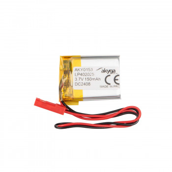 Akyga AKY0153 LP402025 Li-Po-akku 3,7 V 150 mAh PCM:llä, JST 2,54 mm 2-pin liitin, 150 mm kaapeli