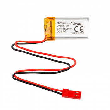 Akyga AKY0384 LP601730 Li-Po-akku 3,7 V 250 mAh PCM:llä, JST 2,54 mm 2-pin-liitin, 150 mm kaapeli