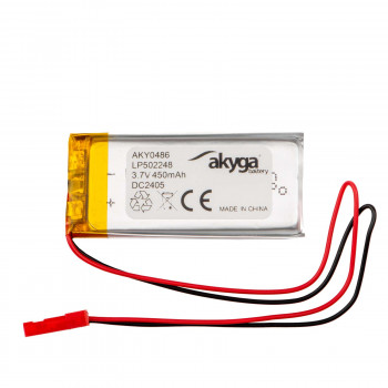 Akyga AKY0486 LP502248 Li-Po-akku 3,7 V 450 mAh PCM:llä, JST 2,54 mm 2-pin-liitin, 150 mm kaapeli