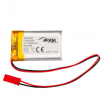 Akyga AKY0823 LP542439 Li-Po-akku 3,7 V 500 mAh PCM:llä, JST 2,54 mm 2-pin-liitin, 150 mm kaapeli