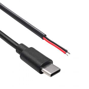 Akyga AK-SC-38 USB-C-liitin huoltokaapeli avoimella päällä, 10 W (5 V / 2 A), 1 m, musta