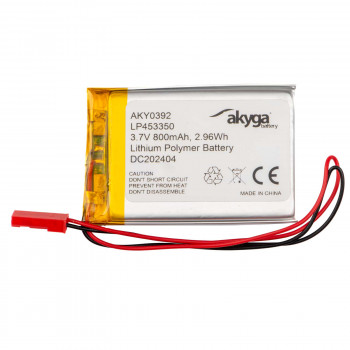 Akyga AKY0392 LP453350 Li-Po-akku 3,7 V 800 mAh PCM:llä, JST 2,54 mm 2-pin-liitin, 150 mm kaapeli
