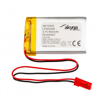 Akyga AKY0559 LP503448 Li-Po-akku 3,7 V 800 mAh PCM:llä, JST 2,54 mm 2-pin-liitin, 150 mm kaapeli