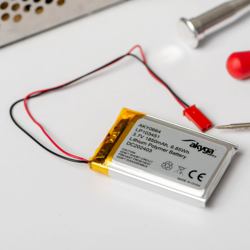 Akyga AKY0559 LP503448 Li-Po-akku 3,7 V 800 mAh PCM:llä, JST 2,54 mm 2-pin-liitin, 150 mm kaapeli