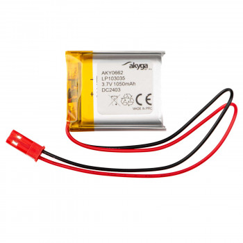 Akyga AKY0662 LP103035 Li-Po-akku 3,7 V 1050 mAh PCM:llä, JST 2,54 mm 2-pin-liitin, 150 mm kaapeli