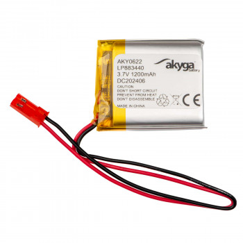 Akyga AKY0622 LP883440 Li-Po-akku 3,7 V 1200 mAh PCM:llä, JST 2,54 mm 2-pin-liitin, 150 mm kaapeli