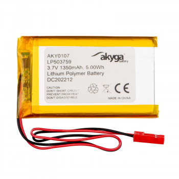 Akyga AKY0107 LP503759 Li-Po-akku 3,7 V 1350 mAh PCM:llä, JST 2,54 mm 2-pin-liitin, 150 mm kaapeli