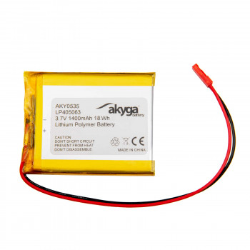 Akyga AKY0535 LP405063 Li-Po-akku 3,7 V 1400 mAh PCM:llä, JST 2,54 mm 2-pin-liitin, 150 mm kaapeli