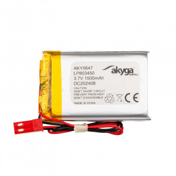 Akyga AKY0647 LP803450 Li-Po-akku 3,7 V 1500 mAh PCM:llä, JST 2,54 mm 2-pin-liitin, 150 mm kaapeli