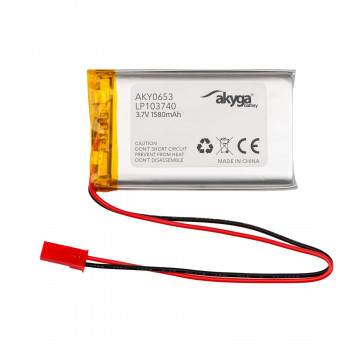 Akyga AKY0653 LP103740 Li-Po-akku 3,7 V 1580 mAh PCM:llä, JST 2,54 mm 2-pin-liitin, 150 mm kaapeli
