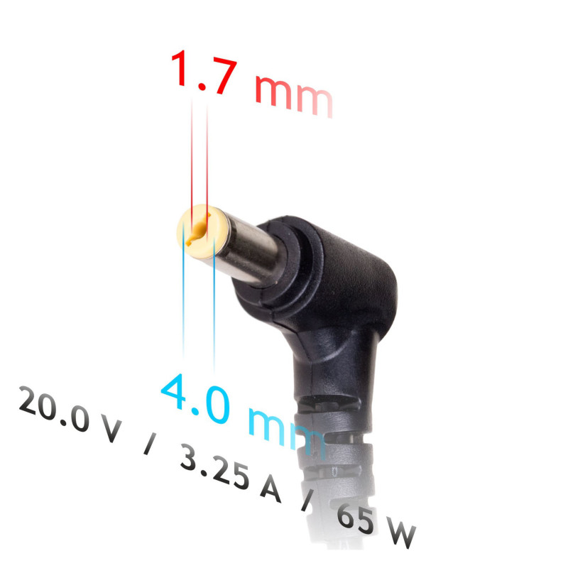 Akyga AK-ND-74 -kannettavan verkkolaite 20 V / 3,25 A, 65 W, 4,0 x 1,7 mm, 1,2 m, Lenovo