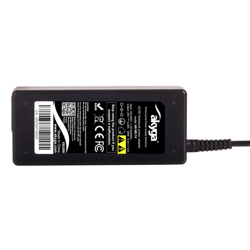 Akyga AK-ND-74 -kannettavan verkkolaite 20 V / 3,25 A, 65 W, 4,0 x 1,7 mm, 1,2 m, Lenovo