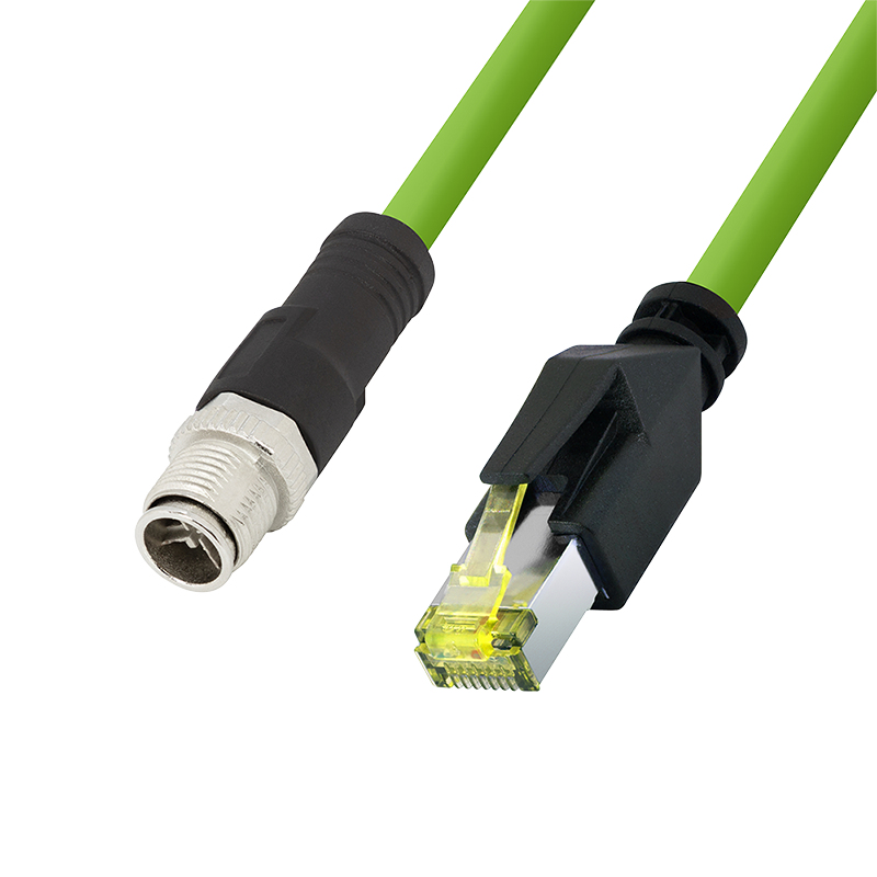 LogiLink CQM035S teollinen kytkentäkaapeli, Cat.6A, PUR, M12 X-coded - RJ45, 1 m