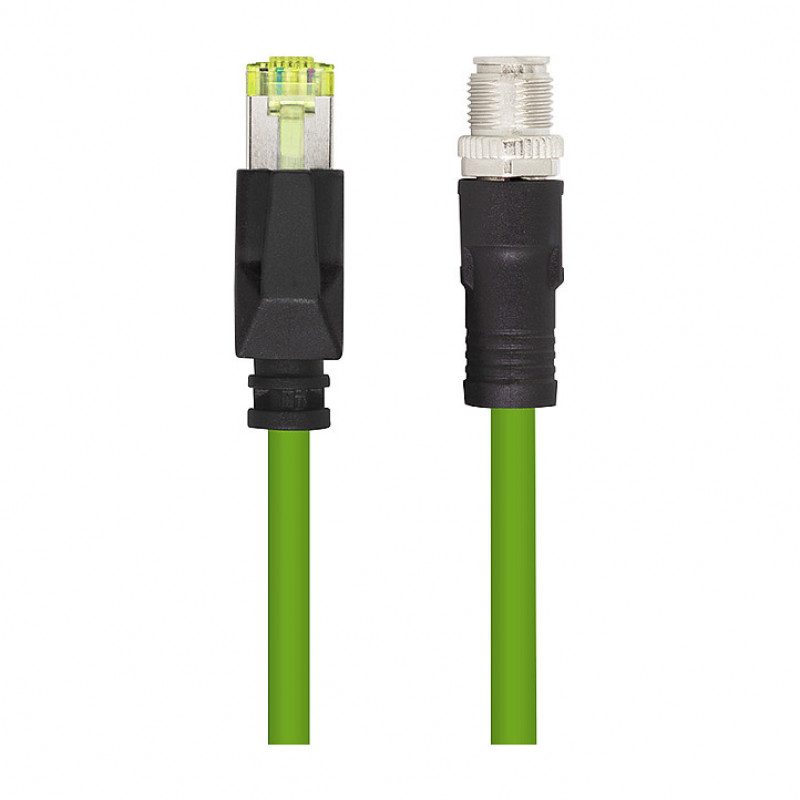 LogiLink CQM035S teollinen kytkentäkaapeli, Cat.6A, PUR, M12 X-coded - RJ45, 1 m
