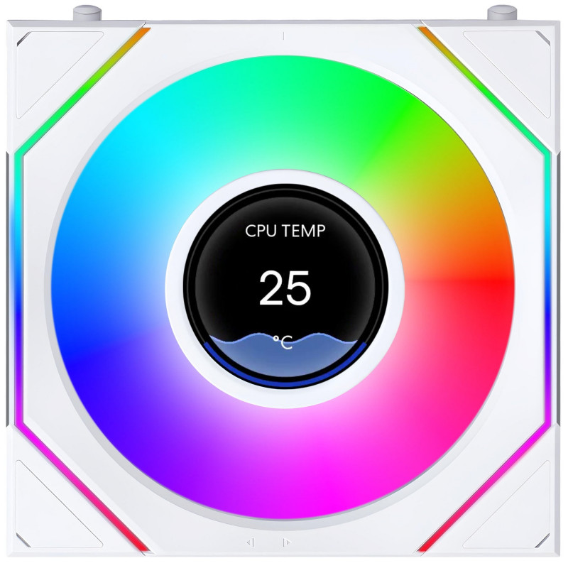 Lian Li UNI FAN SL-INF 120 FLEX LCD Wireless -kotelotuuletin, ARGB ja LCD, 120 mm, valkoinen