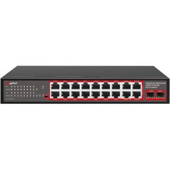Getfort GF-220G-16P-240 PoE-kytkin, 16 x GE PoE + 2 x GE + 2 x SFP, 240 W