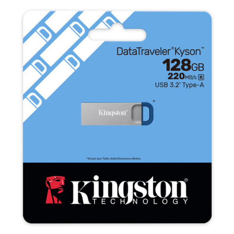 Kingston DataTraveler Kyson DTKNG2/128GB USB-muistitikku, 128 GB, USB 3.2 Gen 1, metallinen
