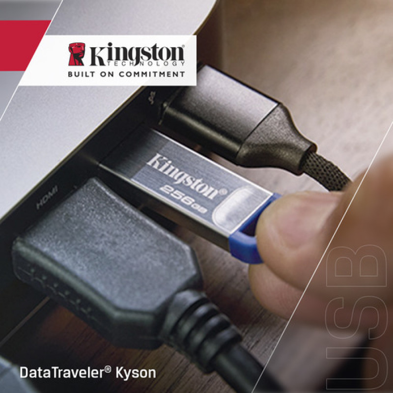 Kingston DataTraveler Kyson DTKNG2/256GB USB-muistitikku, 256 GB, USB 3.2 Gen 1, metallinen