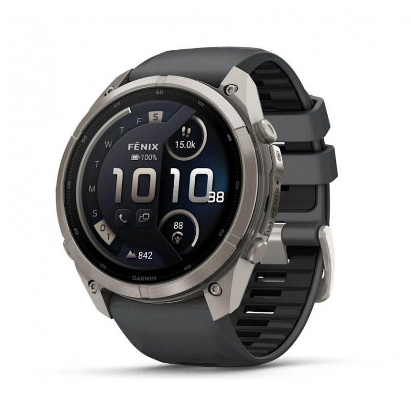 Garmin Fenix 9 Pro inReach älykello, 51 mm, titaanikotelo, grafiitti/musta silikoniranneke