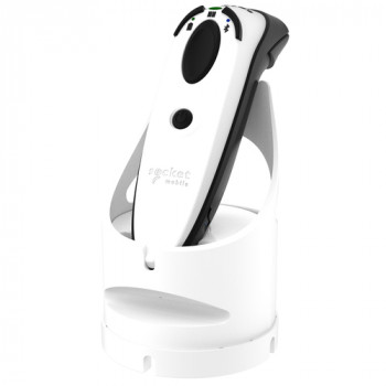 Socket Mobile DuraScan D764 erikois-DPM-viivakoodinlukija latausasemalla, valkoinen