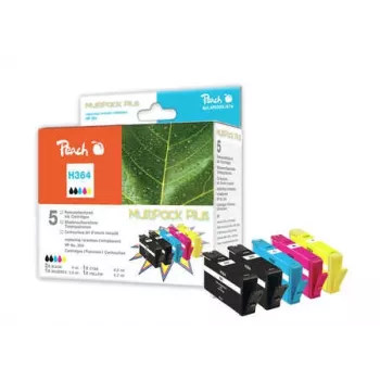 Peach PI300-685 mustekasetit HP 364:lle (5 kpl), musta, keltainen, syaani, magenta, yhteensopivat