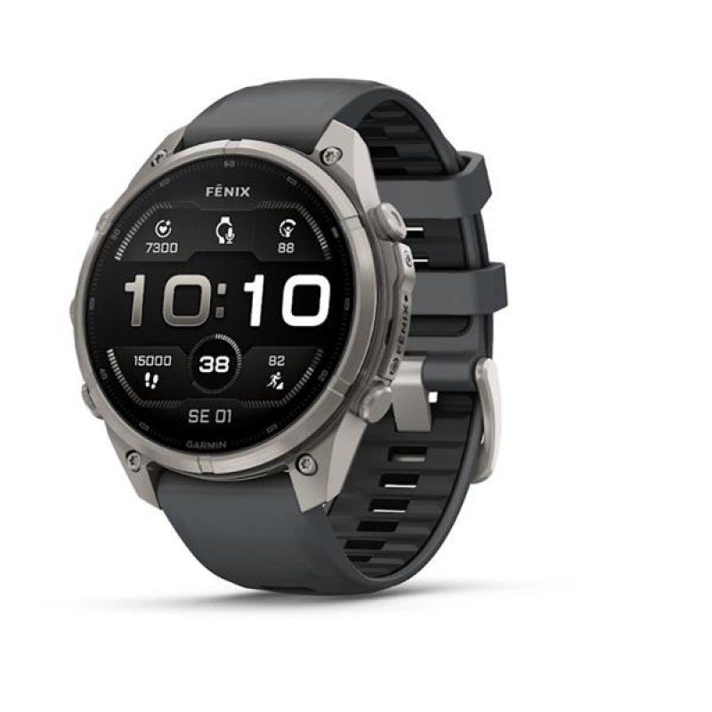 Garmin Fenix 9 Pro älykello, 47 mm, titaanikotelo, grafiitti/musta silikoniranneke