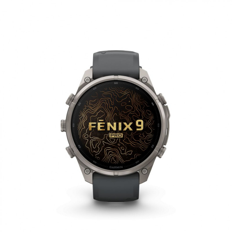 Garmin Fenix 9 Pro älykello, 47 mm, titaanikotelo, grafiitti/musta silikoniranneke