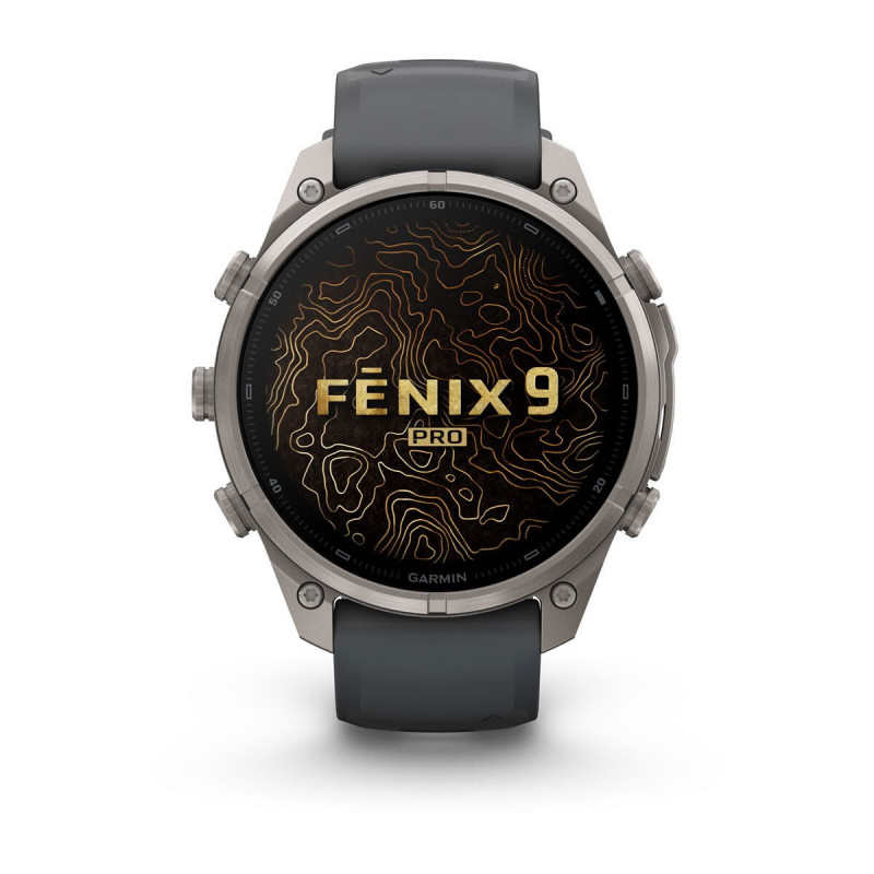 Garmin Fenix 9 Pro älykello, 47 mm, titaanikotelo, grafiitti/musta silikoniranneke