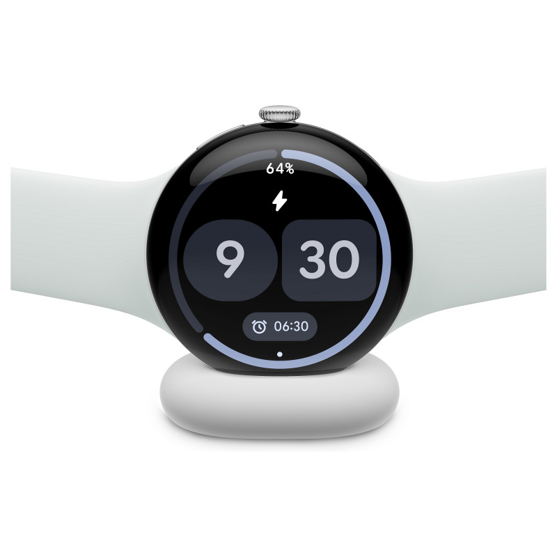 Google Pixel Watch 5 WiFi älykello, 41 mm, Polished Silver / Fog, GA10898-DE