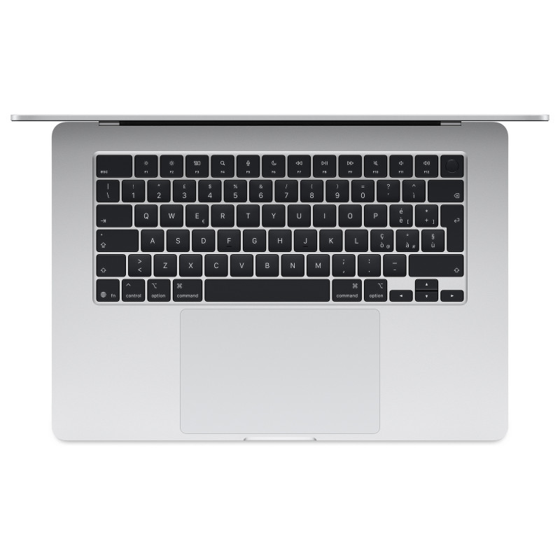 Apple MacBook Air 15 M5 kannettava, 10-ytiminen suoritin, 10-ytiminen grafiikkasuoritin, 32 Gt RAM, 1 Tt SSD, hopea, saksalainen näppäimistö, 35 W:n kahden USB-C-portin virtalähde