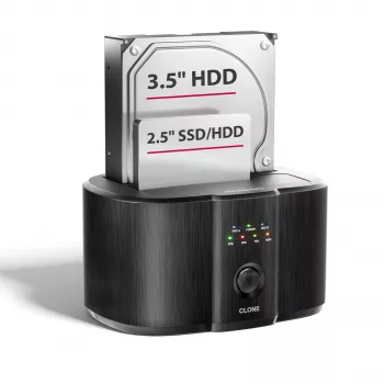 Axagon ADSA-SC telakointiasema 2,5/3,5 tuuman SATA-levyille, USB-C 5 Gbps, kloonaustoiminnolla