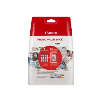 Canon CLI-581 C/M/Y/BK mustekasetit Photo Value Pack (4 kpl) valokuvapaperilla