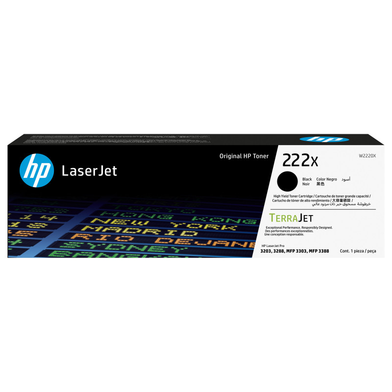 HP 222X W2220X alkuperäinen LaserJet-värikasetti, suuri riittoisuus, musta