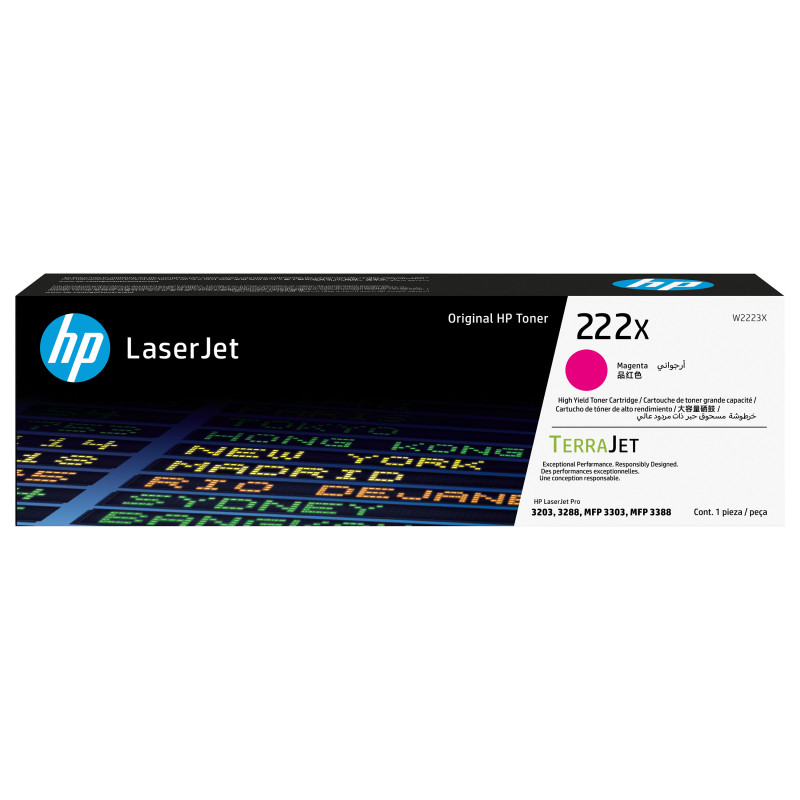 HP 222X W2223X alkuperäinen LaserJet-värikasetti, suuri riittoisuus, magenta