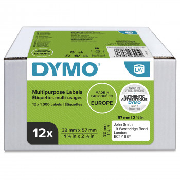 DYMO 2093095 LabelWriter yleistarrat, 32 x 57 mm, 12 rullaa, valkoiset