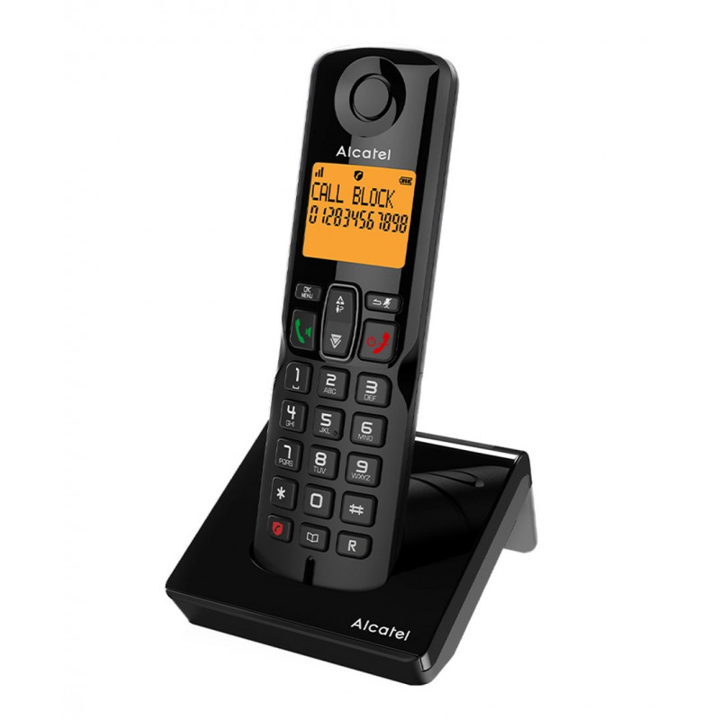 Alcatel S280 EWE langaton DECT-puhelin handsfree-toiminnolla, musta