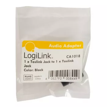 LogiLink CA1018 Toslink-äänisovitin, Toslink-naaras – Toslink-naaras, musta