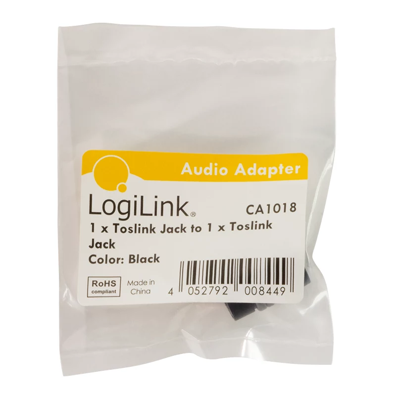 LogiLink CA1018 Toslink-äänisovitin, Toslink-naaras – Toslink-naaras, musta