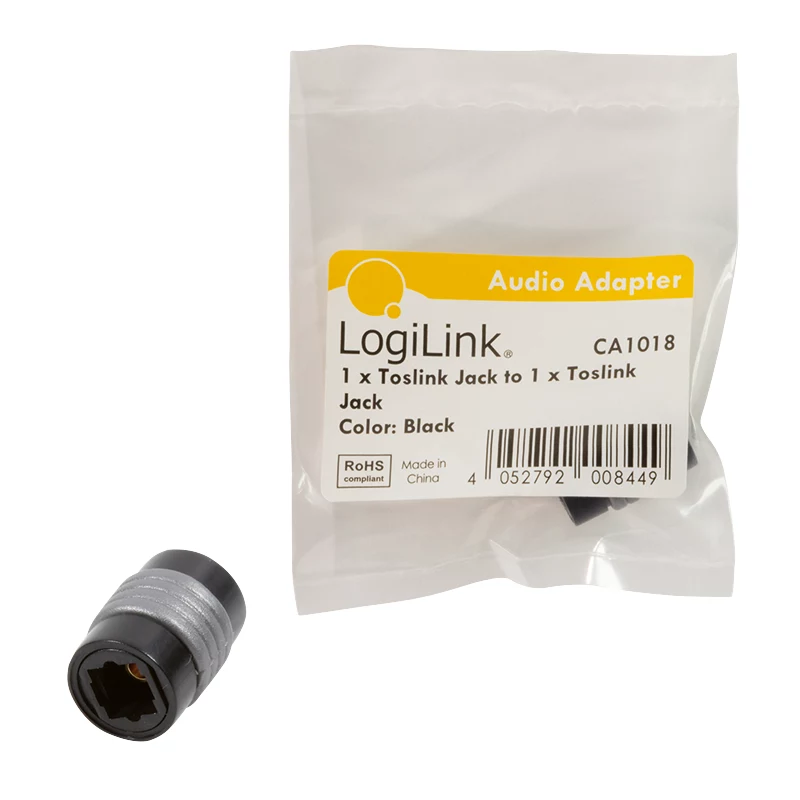 LogiLink CA1018 Toslink-äänisovitin, Toslink-naaras – Toslink-naaras, musta