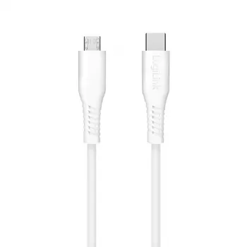 LogiLink CU0240 USB 2.0 Type-C -kaapeli, USB-C-uros – micro USB -uros, 480 Mbit/s, 12 W, valkoinen, 0,3 m