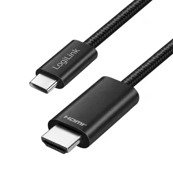 LogiLink UA0471 USB 3.2 Gen1 Type-C - HDMI -kaapeli, 4K/30 Hz, punottu, musta, 3 m