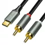 LogiLink CUA0141 USB 2.0 Type-C - 2x RCA -kaapeli, stereoääni, alumiini, musta/hopea, 1,5 m