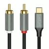 LogiLink CUA0141 USB 2.0 Type-C - 2x RCA -kaapeli, stereoääni, alumiini, musta/hopea, 1,5 m