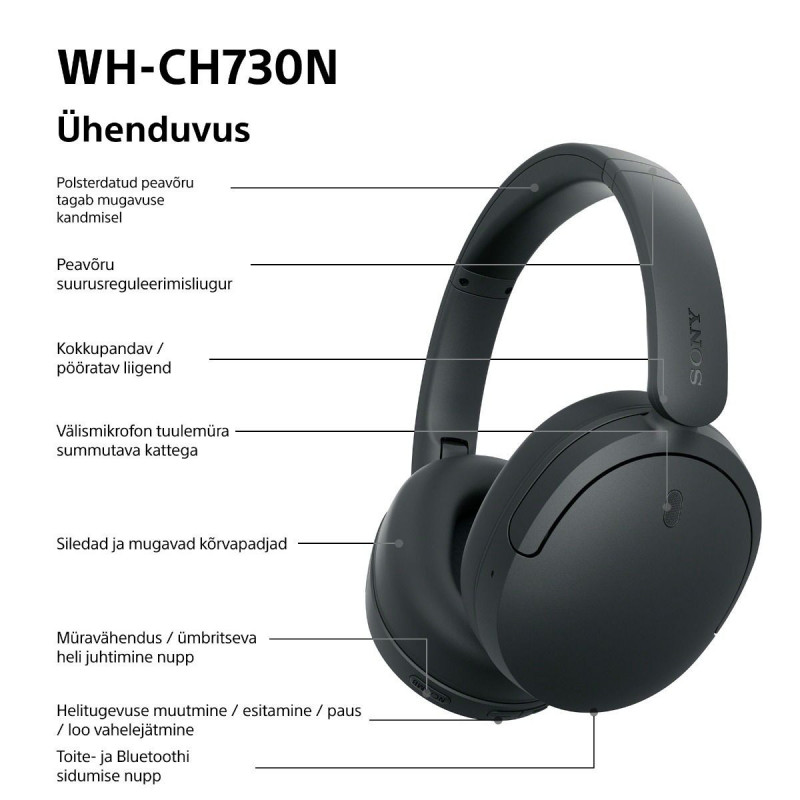 Sony WH-CH730N langattomat melua vaimentavat kuulokkeet, musta